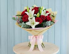 Букет цветов из:  Лилии и Розы #REPLACE_PRED# Хандыге