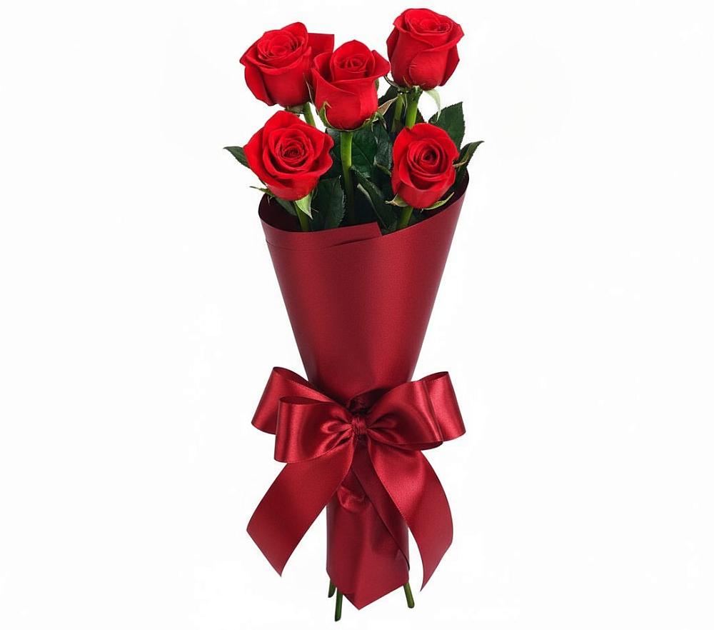 Букет 5 Красных роз Эдлесс Лав в Хандыге