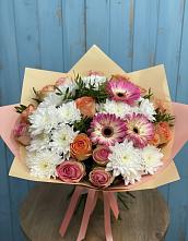 Букет цветов из:  Розы, Герберы и Хризантемы в Хандыге