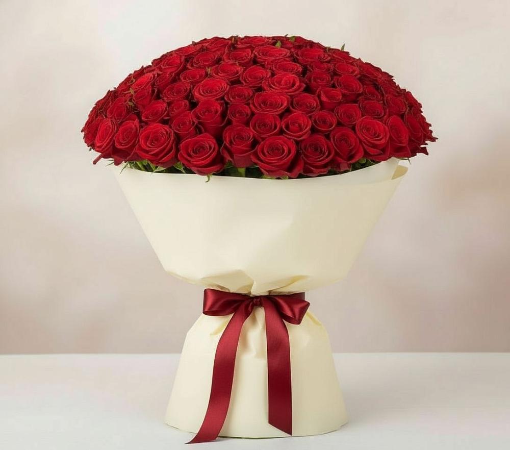 Букет 101 Красная роза Милано в Хандыге