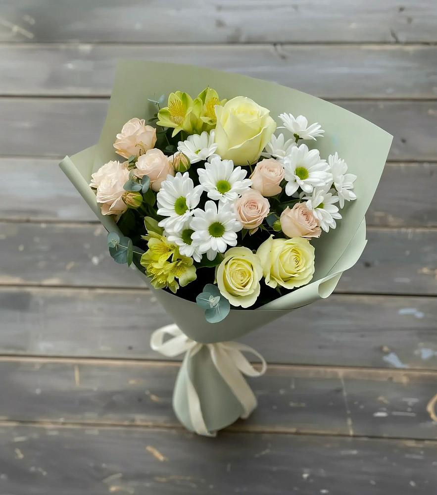 Букет цветов из: Альстромерии, Розы и Хризантемы в Хандыге