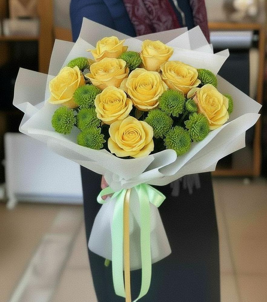 Букет цветов из: Хризантемы и Розы в Хандыге