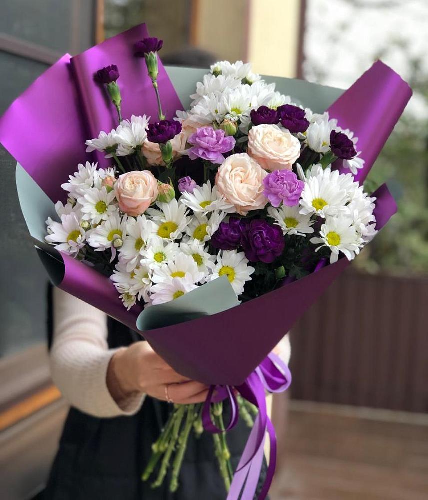 Букет цветов из: Хризантемы, Гвоздики и Розы в Хандыге