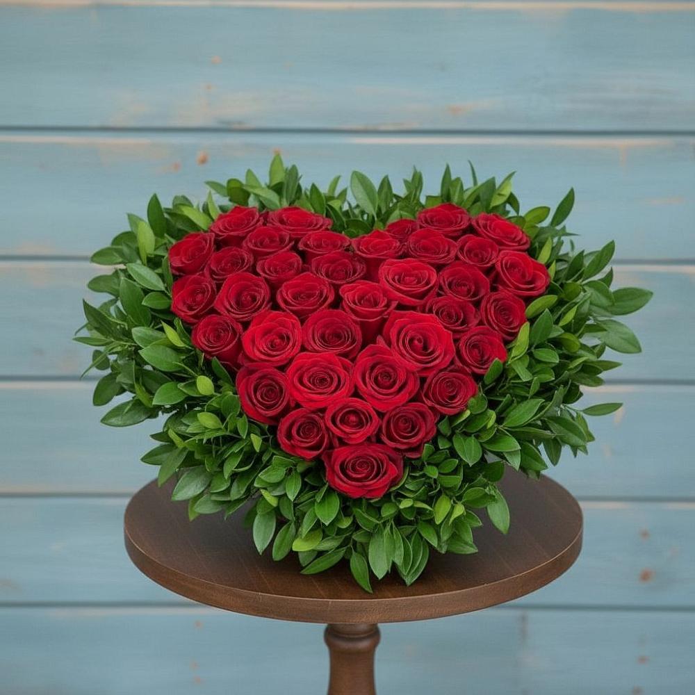 Цветочная композиция из Розы в виде сердца в Хандыге