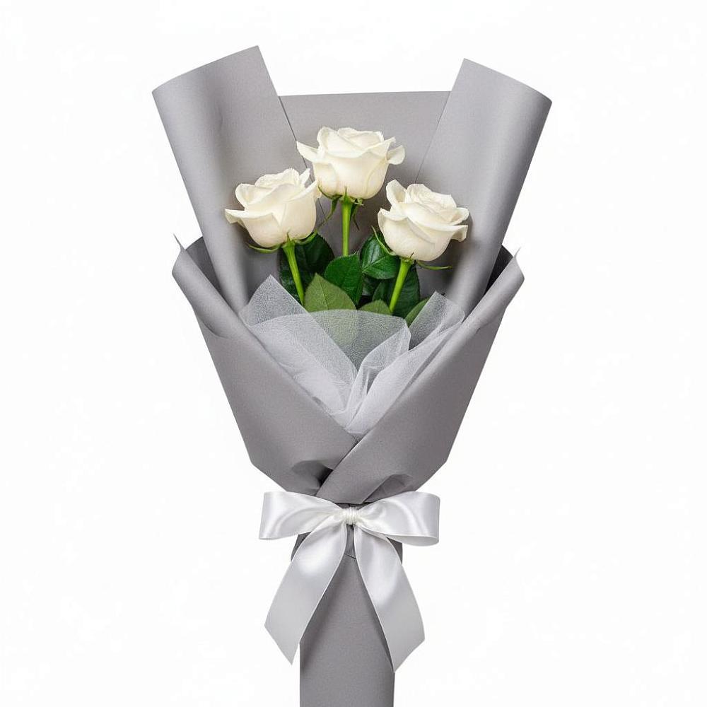 Букет 3 белые розы в Хандыге