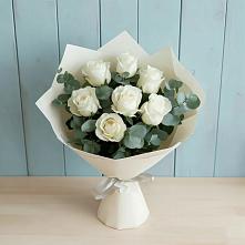 Букет Белые розы в Эвкалипте #REPLACE_PRED# Хандыге