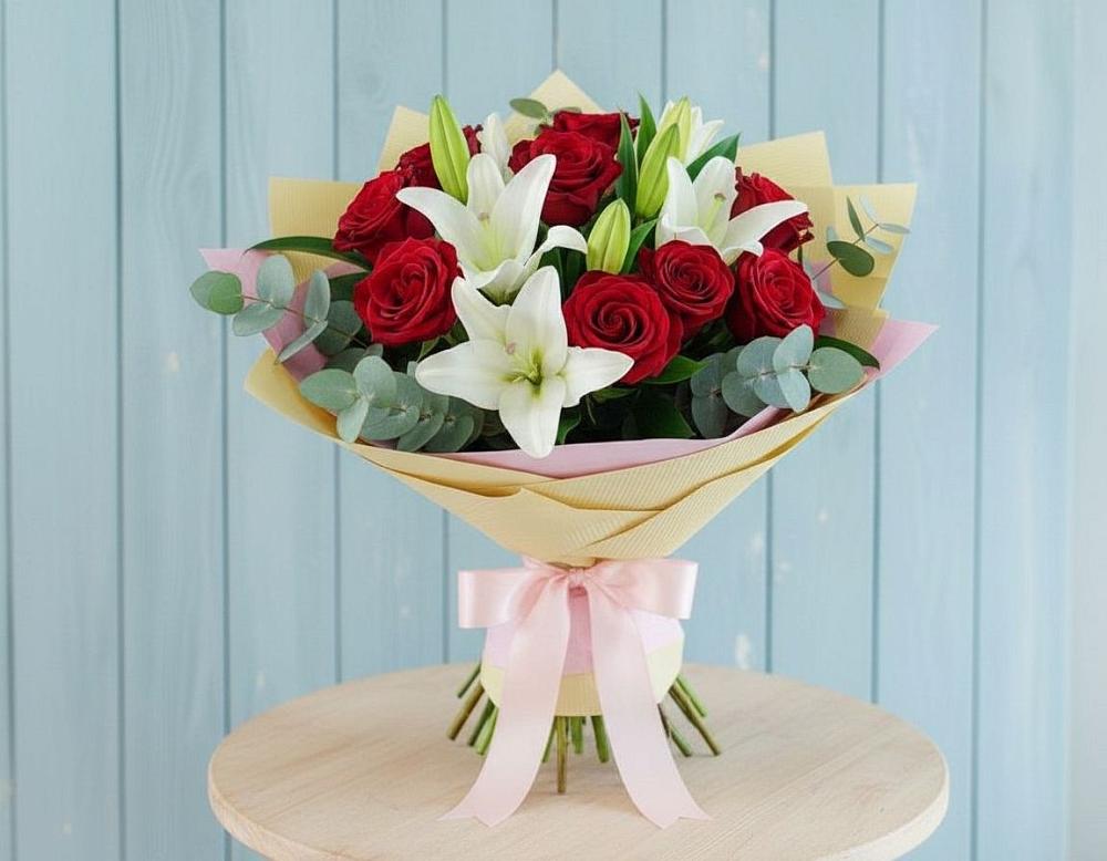 Букет цветов из: Лилии и Розы в Хандыге